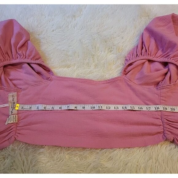 Jens Pirate Booty For Free People Pink Tie Back Puff Sleeve Crop Top See Descrip - Picture 8 of 10